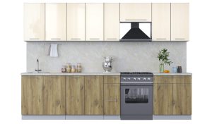 ГОТОВАЯ КУХНЯ ПЛАСТИК 3,1А (ВАНИЛЬ ГЛЯНЕЦ/ ДУБ ЭПОКСИД)