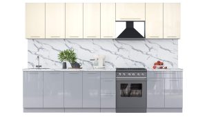 ГОТОВАЯ КУХНЯ ПЛАСТИК 3,1А (ВАНИЛЬ ГЛЯНЕЦ/ ТУМАННЫЙ ГЛЯНЕЦ)