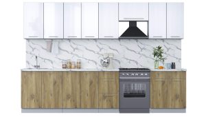 ГОТОВАЯ КУХНЯ ПЛАСТИК 3,2А (БЕЛЫЙ ГЛЯНЕЦ/ ДУБ ЭПОКСИД)