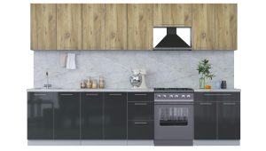 ГОТОВАЯ КУХНЯ ПЛАСТИК 3,2А (ДУБ ЭПОКСИД/ АНТРАЦИТ)