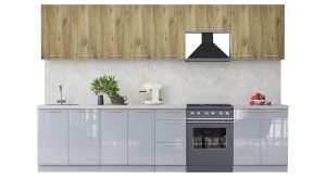 ГОТОВАЯ КУХНЯ ПЛАСТИК 3,2А (ДУБ ЭПОКСИД/ ТУМАННЫЙ ГЛЯНЕЦ)