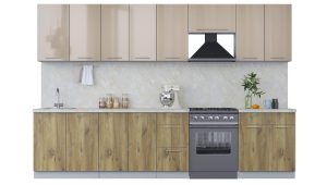 ГОТОВАЯ КУХНЯ ПЛАСТИК 3,2А (КАПУЧИНО ГЛЯНЕЦ/ ДУБ ЭПОКСИД)