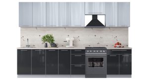 ГОТОВАЯ КУХНЯ ПЛАСТИК 3,2А (ТУМАННЫЙ ГЛЯНЕЦ/ АНТРАЦИТ)