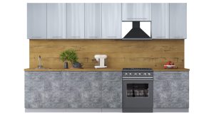 ГОТОВАЯ КУХНЯ ПЛАСТИК 3,2А (ТУМАННЫЙ ГЛЯНЕЦ/ МРАМОР)