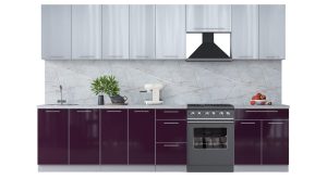 ГОТОВАЯ КУХНЯ ПЛАСТИК 3,2А (ТУМАННЫЙ ГЛЯНЕЦ/ СЛИВА ГЛЯНЕЦ)