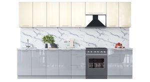 ГОТОВАЯ КУХНЯ ПЛАСТИК 3,2А (ВАНИЛЬ ГЛЯНЕЦ/ ТУМАННЫЙ ГЛЯНЕЦ)