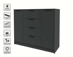 ТУМБА КТ-Т120 (АНТРАЦИТ ЛДСП/ АНТРАЦИТ ЛДСП) Ш1200 В1020 Г451