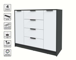 ТУМБА КТ-Т120 (АНТРАЦИТ ЛДСП/ БЕЛЫЙ ПЛАТИНУМ ЛДСП) Ш1200 В1020 Г451