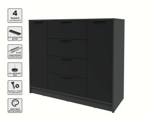 ТУМБА КТ-Т120 (АНТРАЦИТ ЛДСП/ ЧЕРНЫЙ ЛДСП) Ш1200 В1020 Г451