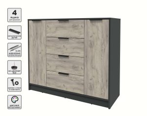 ТУМБА КТ-Т120 (АНТРАЦИТ ЛДСП/ ДУБ СЕРЫЙ ЛДСП) Ш1200 В1020 Г451