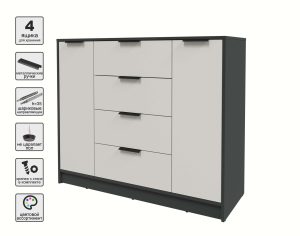 ТУМБА КТ-Т120 (АНТРАЦИТ ЛДСП/ ПЕРСИДСКИЙ ЖЕМЧУГ ЛДСП) Ш1200 В1020 Г451