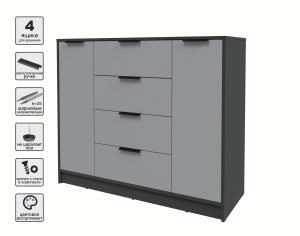 ТУМБА КТ-Т120 (АНТРАЦИТ ЛДСП/ СЕРЕБРО ЛДСП) Ш1200 В1020 Г451