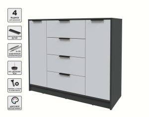 ТУМБА КТ-Т120 (АНТРАЦИТ ЛДСП/ СЕРЫЙ ЛДСП) Ш1200 В1020 Г451