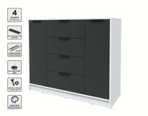 ТУМБА КТ-Т120 (БЕЛЫЙ ЛДСП/ АНТРАЦИТ ЛДСП) Ш1200 В1020 Г451