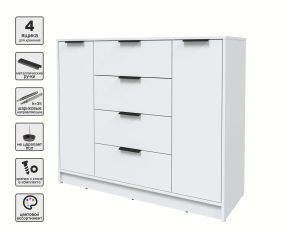 ТУМБА КТ-Т120 (БЕЛЫЙ ЛДСП/ БЕЛЫЙ ПЛАТИНУМ ЛДСП) Ш1200 В1020 Г451