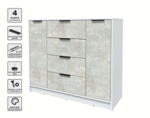 ТУМБА КТ-Т120 (БЕЛЫЙ ЛДСП/ БЕТОН ЛАЙТ ЛДСП) Ш1200 В1020 Г451