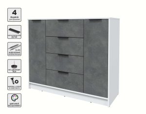 ТУМБА КТ-Т120 (БЕЛЫЙ ЛДСП/ БЕТОН ПОРТЛЕНД ЛДСП) Ш1200 В1020 Г451