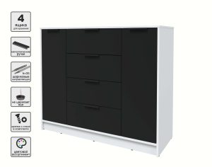 ТУМБА КТ-Т120 (БЕЛЫЙ ЛДСП/ ЧЕРНЫЙ ЛДСП) Ш1200 В1020 Г451