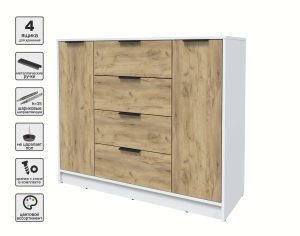 ТУМБА КТ-Т120 (БЕЛЫЙ ЛДСП/ ДУБ ЗОЛОТОЙ ЛДСП) Ш1200 В1020 Г451