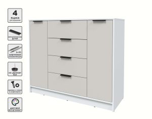 ТУМБА КТ-Т120 (БЕЛЫЙ ЛДСП/ ПЕРСИДСКИЙ ЖЕМЧУГ ЛДСП) Ш1200 В1020 Г451