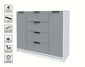 ТУМБА КТ-Т120 (БЕЛЫЙ ЛДСП/ СЕРЕБРО ЛДСП) Ш1200 В1020 Г451