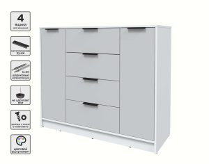 ТУМБА КТ-Т120 (БЕЛЫЙ ЛДСП/ СЕРЫЙ ЛДСП) Ш1200 В1020 Г451