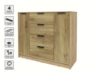 ТУМБА КТ-Т120 (ДУБ ЗОЛОТОЙ ЛДСП/ ДУБ НОКС ЛДСП) Ш1200 В1020 Г451