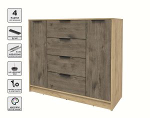 ТУМБА КТ-Т120 (ДУБ ЗОЛОТОЙ ЛДСП/ ДУБ ВЕЛЛИНГТОН ЛДСП) Ш1200 В1020 Г451