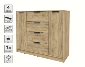 ТУМБА КТ-Т120 (ДУБ ЗОЛОТОЙ ЛДСП/ ДУБ ЗОЛОТОЙ ЛДСП) Ш1200 В1020 Г451