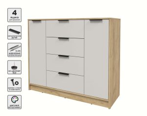 ТУМБА КТ-Т120 (ДУБ ЗОЛОТОЙ ЛДСП/ ПЕРСИДСКИЙ ЖЕМЧУГ ЛДСП) Ш1200 В1020 Г451