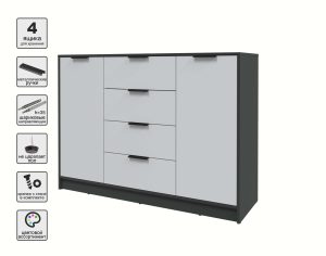 ТУМБА КТ-Т140 (АНТРАЦИТ ЛДСП/ СЕРЫЙ ЛДСП) Ш1400 В1020 Г451