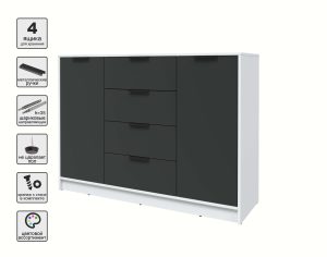 ТУМБА КТ-Т140 (БЕЛЫЙ ЛДСП/ АНТРАЦИТ ЛДСП) Ш1400 В1020 Г451