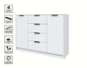 ТУМБА КТ-Т140 (БЕЛЫЙ ЛДСП/ БЕЛЫЙ ПЛАТИНУМ ЛДСП) Ш1400 В1020 Г451