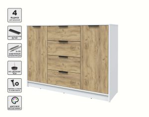 ТУМБА КТ-Т140 (БЕЛЫЙ ЛДСП/ ДУБ ЗОЛОТОЙ ЛДСП) Ш1400 В1020 Г451