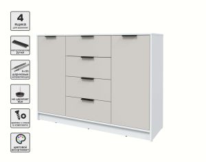 ТУМБА КТ-Т140 (БЕЛЫЙ ЛДСП/ ПЕРСИДСКИЙ ЖЕМЧУГ ЛДСП) Ш1400 В1020 Г451