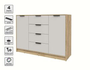 ТУМБА КТ-Т140 (ДУБ ЗОЛОТОЙ ЛДСП/ ПЕРСИДСКИЙ ЖЕМЧУГ ЛДСП) Ш1400 В1020 Г451