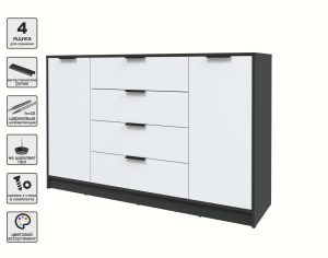 ТУМБА КТ-Т160 (АНТРАЦИТ ЛДСП/ БЕЛЫЙ ПЛАТИНУМ ЛДСП) Ш1600 В1020 Г451