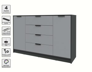 ТУМБА КТ-Т160 (АНТРАЦИТ ЛДСП/ СЕРЕБРО ЛДСП) Ш1600 В1020 Г451