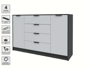 ТУМБА КТ-Т160 (АНТРАЦИТ ЛДСП/ СЕРЫЙ ЛДСП) Ш1600 В1020 Г451