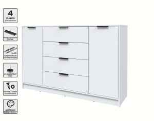 ТУМБА КТ-Т160 (БЕЛЫЙ ЛДСП/ БЕЛЫЙ ПЛАТИНУМ ЛДСП) Ш1600 В1020 Г451