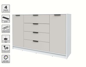 ТУМБА КТ-Т160 (БЕЛЫЙ ЛДСП/ ПЕРСИДСКИЙ ЖЕМЧУГ ЛДСП) Ш1600 В1020 Г451