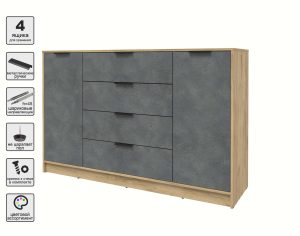 ТУМБА КТ-Т160 (ДУБ ЗОЛОТОЙ ЛДСП/ БЕТОН ПОРТЛЕНД ЛДСП) Ш1600 В1020 Г451