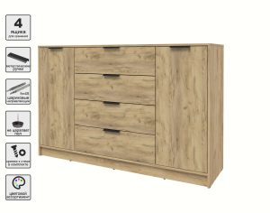 ТУМБА КТ-Т160 (ДУБ ЗОЛОТОЙ ЛДСП/ ДУБ ЗОЛОТОЙ ЛДСП) Ш1600 В1020 Г451