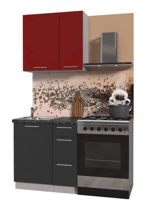 ГОТОВАЯ КУХНЯ ПЛАСТИК 0,8А (КРАСНЫЙ ГЛЯНЕЦ/ АНТРАЦИТ ГЛЯНЕЦ)