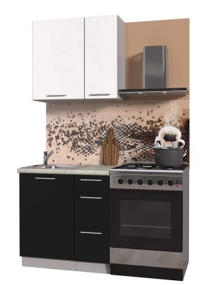 ГОТОВАЯ КУХНЯ ПЛАСТИК 0,8А (БЕЛЫЙ ГЛЯНЕЦ/ ЧЕРНЫЙ ГЛЯНЕЦ)