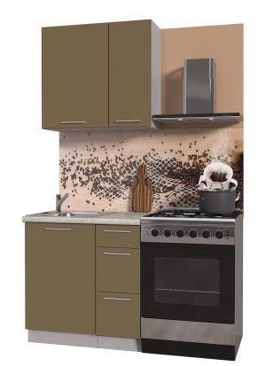 ГОТОВАЯ КУХНЯ ПЛАСТИК 0,8А (КАПУЧИНО ГЛЯНЕЦ/ КАПУЧИНО ГЛЯНЕЦ)