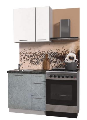 ГОТОВАЯ КУХНЯ ПЛАСТИК 0,8А (БЕЛЫЙ ГЛЯНЕЦ/ МРАМОР)