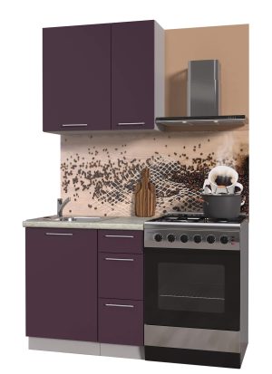 ГОТОВАЯ КУХНЯ ПЛАСТИК 0,8А (СЛИВА ГЛЯНЕЦ/ СЛИВА ГЛЯНЕЦ)