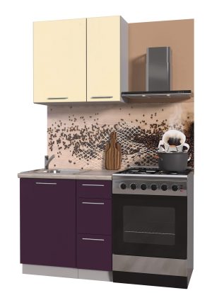 ГОТОВАЯ КУХНЯ ПЛАСТИК 0,8А (ВАНИЛЬ ГЛЯНЕЦ/ СЛИВА ГЛЯНЕЦ)