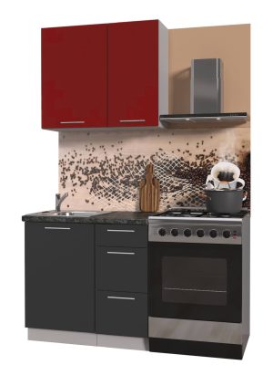 ГОТОВАЯ КУХНЯ ПЛАСТИК 0,9А (КРАСНЫЙ ГЛЯНЕЦ/ АНТРАЦИТ ГЛЯНЕЦ)